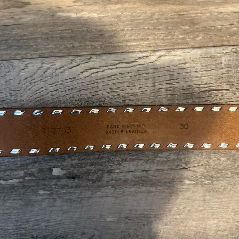 Vintage RARE 1970s Handmade Brown Leather Silver Studded Western Belt 30” - Picture 7 of 7
